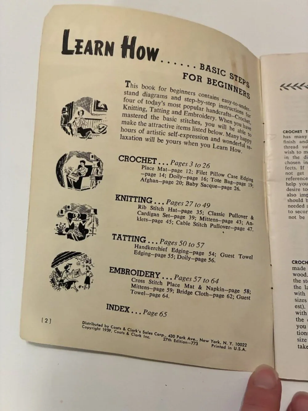 Vintage Coats & Clark's Learn How Book 170-B Crochet Knitting Tatting Embroidery